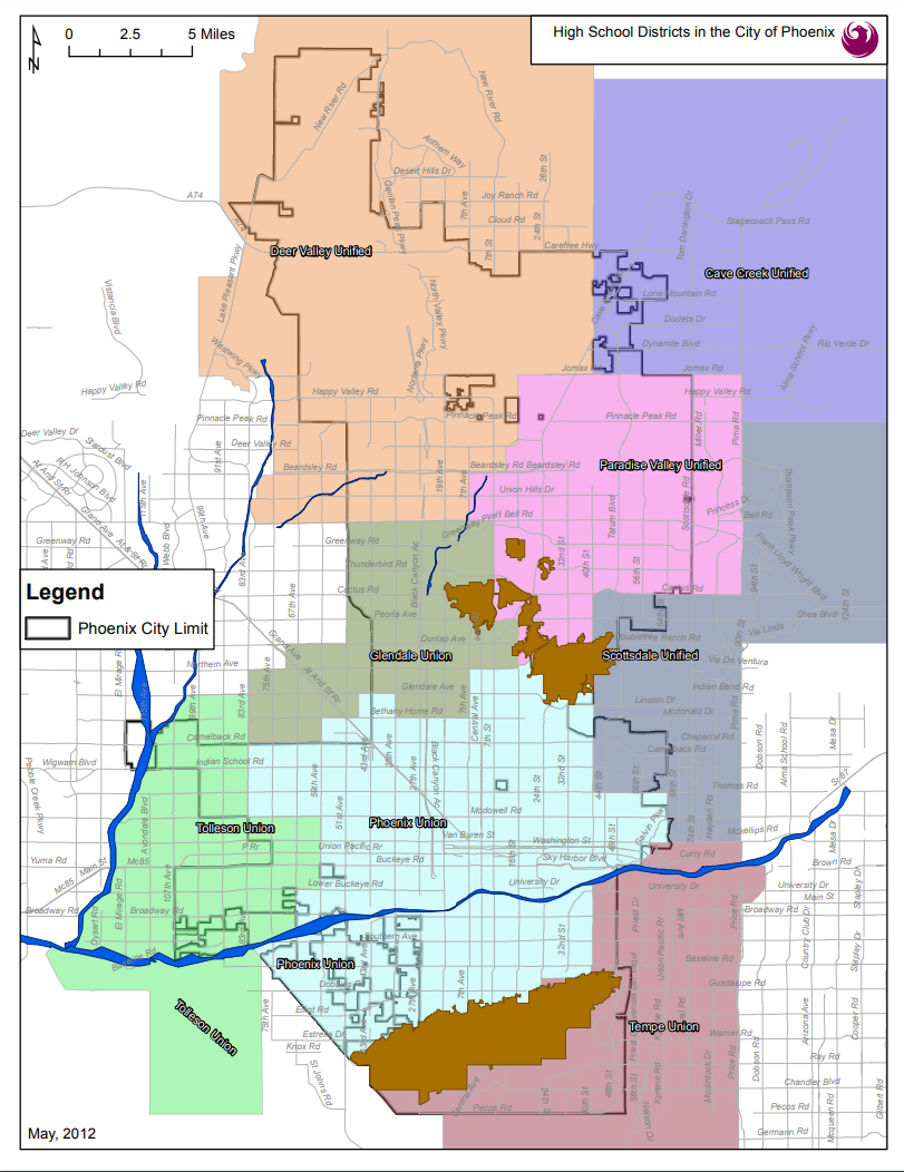 Picture of high school map for Phoenix